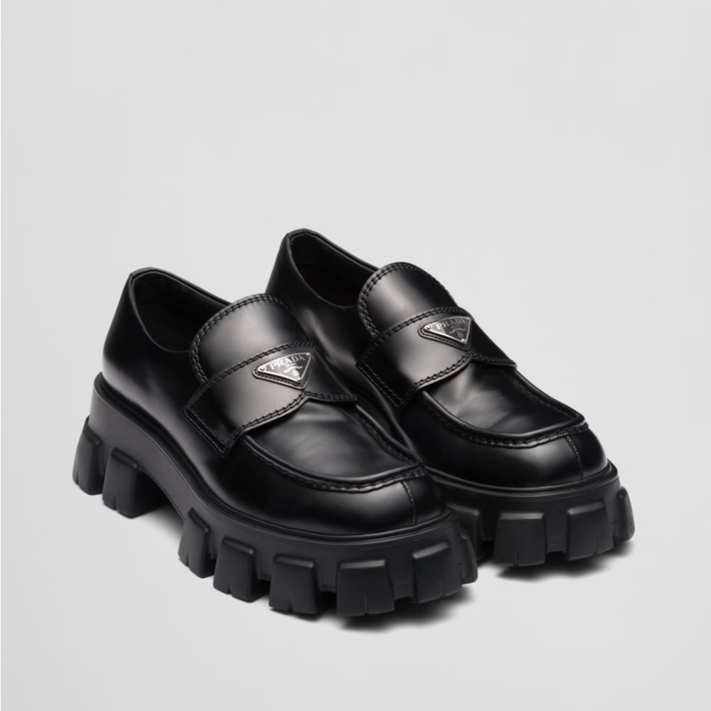 Prada Black Chunky Loafers